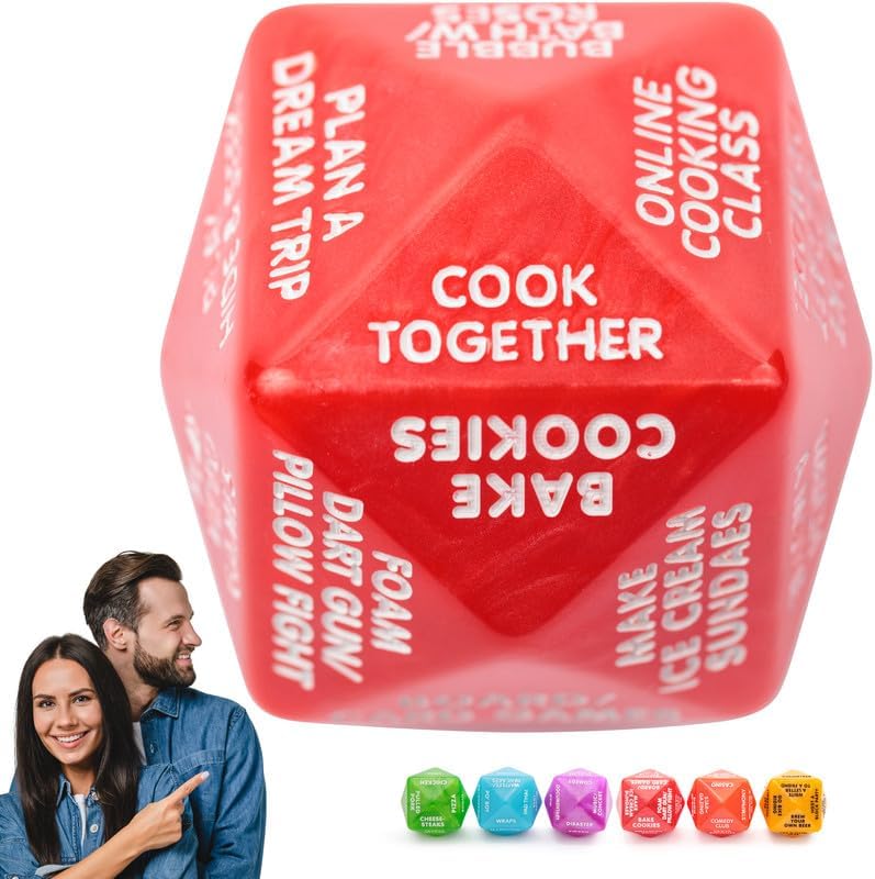 Itera Date Night in Dice- Fun Couples Date Night Ideas 2"x2"x2" Decision Dice in Red - Image 1